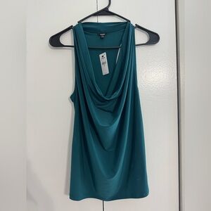 Express Teal Sleeveless Drape Blouse
